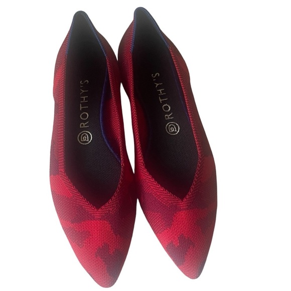 Rothy’s The Point Red Camo Flats - Picture 1 of 5